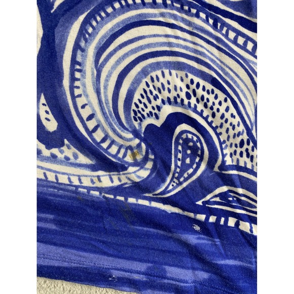 Chicos Tunic Top Blue White Paisley Print Asymmetrical Hem Women Size 2 - Picture 4 of 11